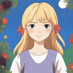 This is a digital art image of a girl in the style of Studio Ghibli