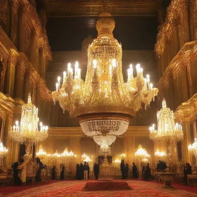 The grand palace showcased a bonanza of elaborate chandeliers, luxurious fabrics, and intricate woodwork.