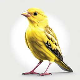 A high-quality digital art of a yellow canary bird standing with both wings open