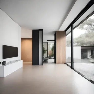 The minimalist interior design of the modern house accentuated the baldness of its walls, creating a sleek and clean aesthetic.