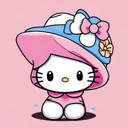 An image of the beloved character, Hello Kitty, showcasing a charming bonnet