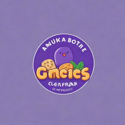 Design a cute and colorful logo for a snack company, with dominant purple color