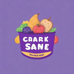 Design a cute and colorful logo for a snack company, with dominant purple color