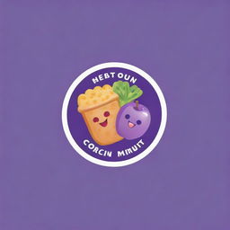 Design a cute and colorful logo for a snack company, with dominant purple color