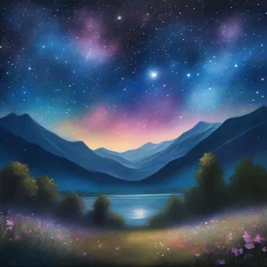 The artist painted a captivating scene of a starlit night sky, showcasing the beauty of the cosmos.