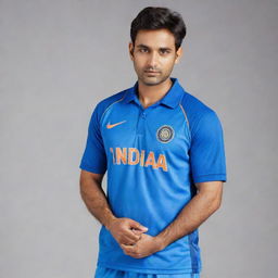 Indian national cricket team jersey with the name 'Prem' printed on the back, in the vibrant blue color adorned with the national emblem and a number below the name.