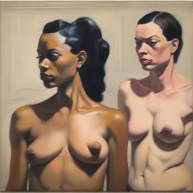 The artist explored the concept of masculinization through a series of paintings depicting women with male features.