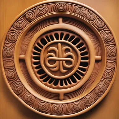 The coiling symbol on the altar represents the eternal cycle of life and rebirth in many religious practices.