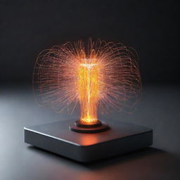 A concept visualization of wireless energy, showcasing radiant electrical waves emanating from a power source.