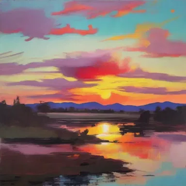 The painter chose to sentimentalize the sunset, using vibrant colors and soft brushstrokes to evoke a nostalgic and emotional response from the viewers.