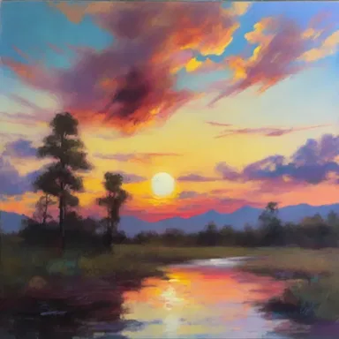 The painter chose to sentimentalize the sunset, using vibrant colors and soft brushstrokes to evoke a nostalgic and emotional response from the viewers.
