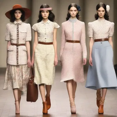 The designer's collection was designed to sentimentalize nostalgia for a bygone era, using vintage-inspired garments and accessories.