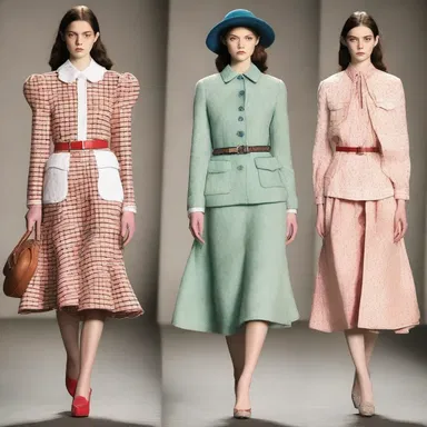 The designer's collection was designed to sentimentalize nostalgia for a bygone era, using vintage-inspired garments and accessories.