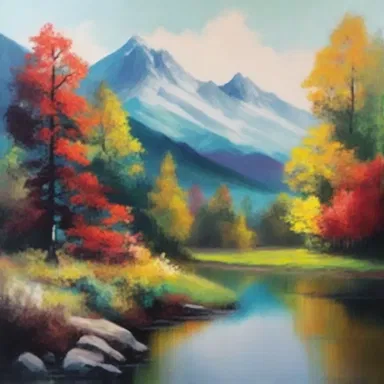The artist's paintings sentimentalize nature by portraying serene landscapes in vibrant colors, evoking a sense of tranquility and awe.