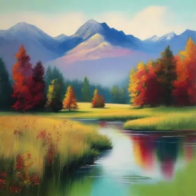 The artist's paintings sentimentalize nature by portraying serene landscapes in vibrant colors, evoking a sense of tranquility and awe.