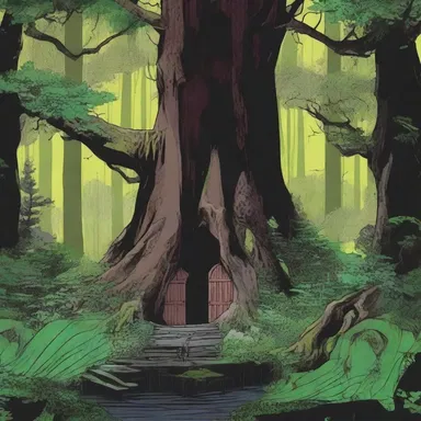 In the graphic novel series, the villain's lair is hidden deep within the foreboding kawaka forest.