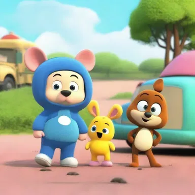 The cartoon character's adorable forethought helped the other characters avoid dangerous situations.