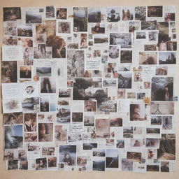 A visually inspiring vision board filled with pictures and quotes that symbolize personal goals, aspirations, and dreams