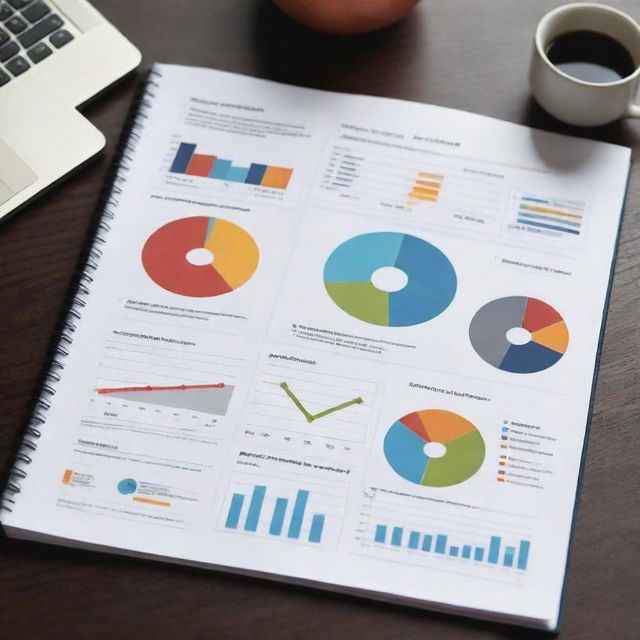 An intricately detailed business plan complete with graphs, charts, and icons that exudes professionalism and strategy.