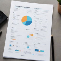 An intricately detailed business plan complete with graphs, charts, and icons that exudes professionalism and strategy.