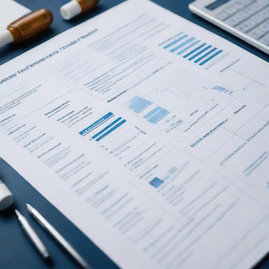 A comprehensive business plan for a pharmaceutical company, featuring relevant industry-specific icons, graphs, and charts with a professional appeal.