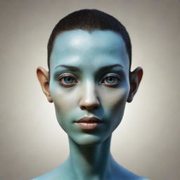 A digitally stylized, intriguing avatar with a neutral expression on its face.