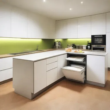 The architect included a waste disposal unit in the kitchen design to ensure an efficient disposition of food waste.