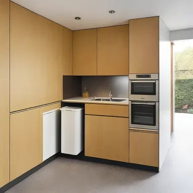 The architect included a waste disposal unit in the kitchen design to ensure an efficient disposition of food waste.