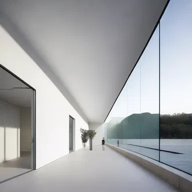 The architect's disposition towards minimalism is evident in the clean lines and simple aesthetic of the building.