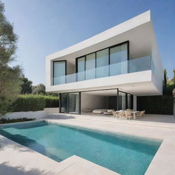 A minimalistic architecture villa featuring critical design elements, crisp lines, and restrained color palette, embodying simplicity and sophistication