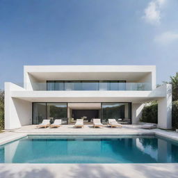 A minimalistic architecture villa featuring critical design elements, crisp lines, and restrained color palette, embodying simplicity and sophistication