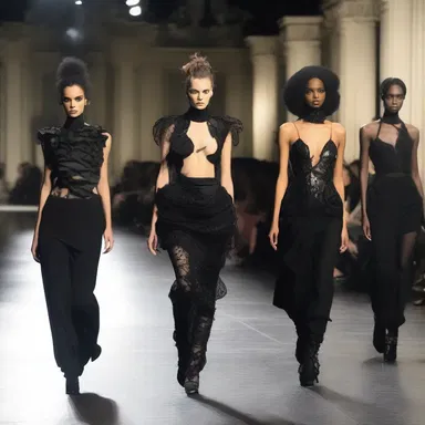 The fashion show featured models walking down the runway in tenebrific outfits, highlighting the allure of dark and gloomy aesthetics in the fashion industry.