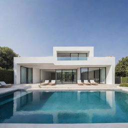 A minimalistic architecture villa featuring critical design elements, crisp lines, and restrained color palette, embodying simplicity and sophistication