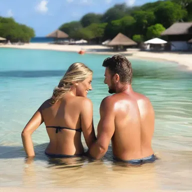 In a romantic setting, the couple decided to use the buddy system to ensure they always stayed together during their vacation.
