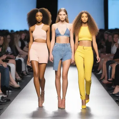 The fashion show featured models walking the runway in pairs, emphasizing the idea of the buddy system and collaboration in the industry.