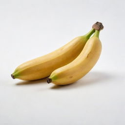 A ripe, yellow banana against a white background, with brilliant detail showcasing the texture of its peel.