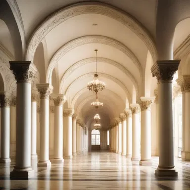 The enduringly elegant columns and archways in this building showcase the timeless beauty of classical design.