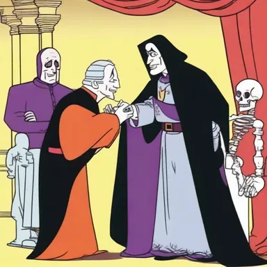 In the cartoon, the villain plotted the death of the main character.