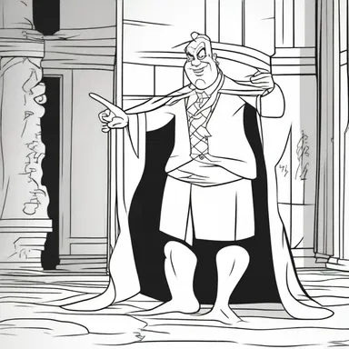In the cartoon, the villain plotted the death of the main character.