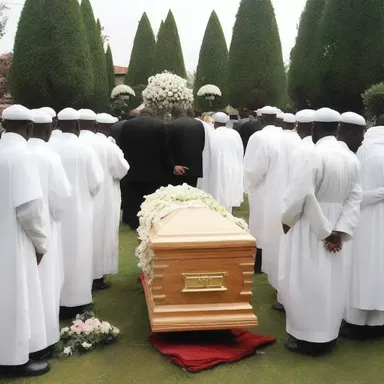 The funeral service was conducted in accordance with the religious theme of death as a transition to the afterlife.