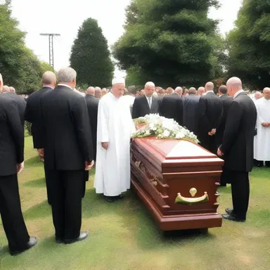 The funeral service was conducted in accordance with the religious theme of death as a transition to the afterlife.