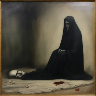 The artist's painting depicted a haunting scene of death, capturing the fragility and transience of life.