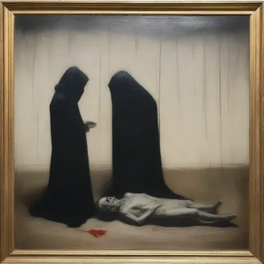 The artist's painting depicted a haunting scene of death, capturing the fragility and transience of life.
