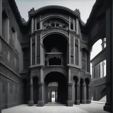 The architect incorporated symbolism of death into the design of the building, using dark colors and skeletal motifs.