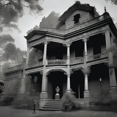 The haunted mansion was filled with eerie tales of death and despair.
