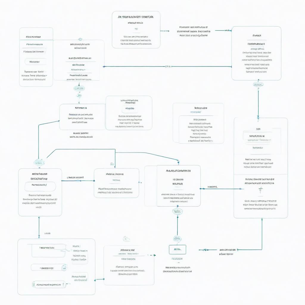 A detailed flow diagram of a desktop virtual assistant, showcasing various processes, command route, and interactive nodes in a clear, understandable format on a white background