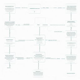 A detailed flow diagram of a desktop virtual assistant, showcasing various processes, command route, and interactive nodes in a clear, understandable format on a white background