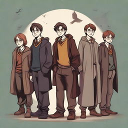 A high-quality digital art image that depicts a scene from an imagined Harry Potter movie where the characters are all grown up