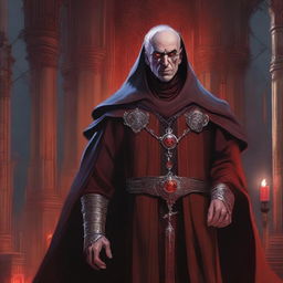 A high-quality digital art image showcasing a priest character from Dungeons and Dragons, cloaked in traditional vestments