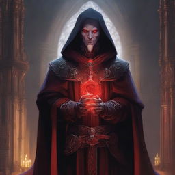 A high-quality digital art image showcasing a priest character from Dungeons and Dragons, cloaked in traditional vestments